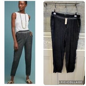 NWT new large Anthropologie Michael stats cropped pants black gray lightweight